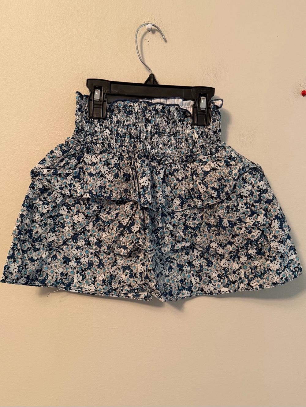 Pleat Smocked Waist Floral Skirt